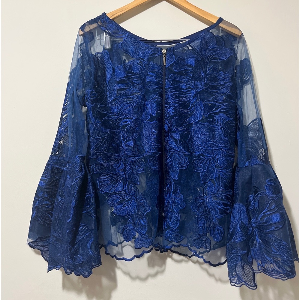 Floral lace mesh blouse